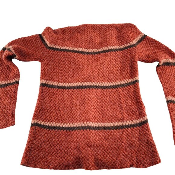 Rubbish Womens Knit Cardigan Sweater size Medium Orange With Striped Design - Picture 4 of 4